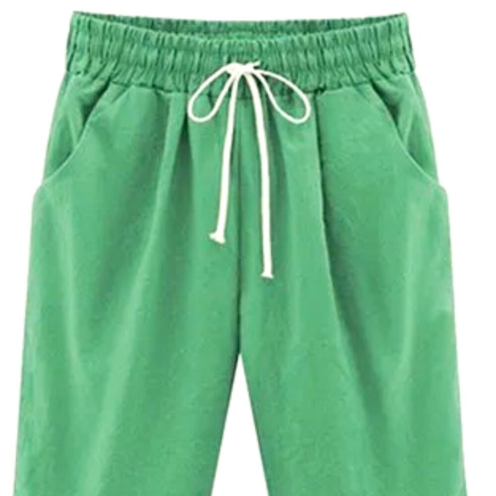 100% COTTON LIGHTWEIGHT SIZE XS & S KNEE LENGTH SHORTS WITH WIDE ELASTIC WAIST